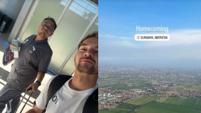 Sandy Walsh tiba di Surabaya. (Instagram)